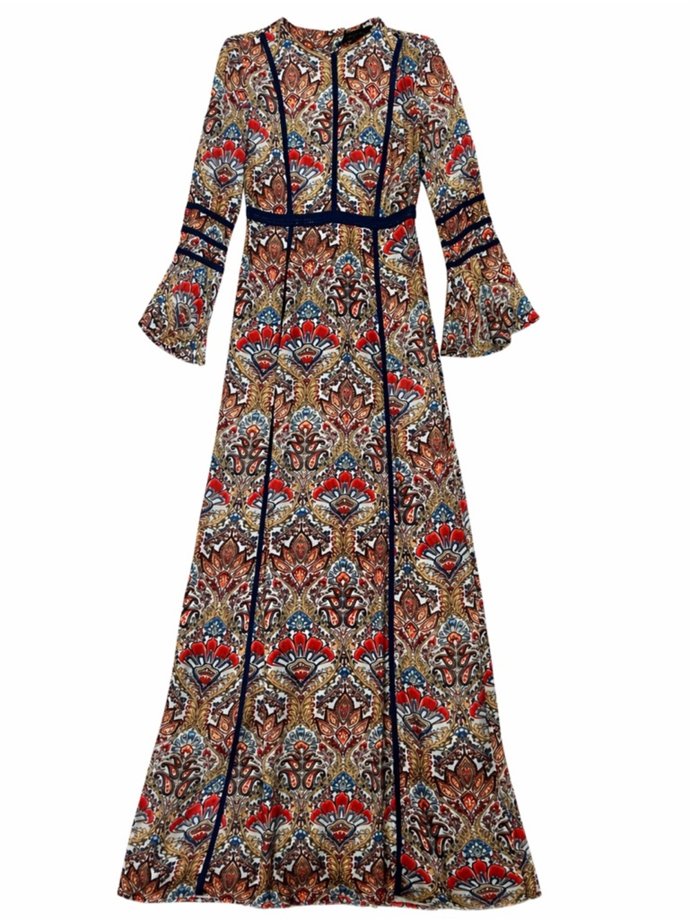 ANNAH HARARI Women’s Floral Maxi Dress Floral Patterned Red & Navy Size 6